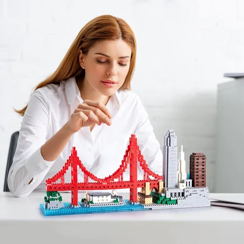 Miniatura 8 de Golden Gate Bridge - Juego de microbloques de construcción de San Francisco, modelo de arquitectura de la ciudad de San Francisco, exhibición