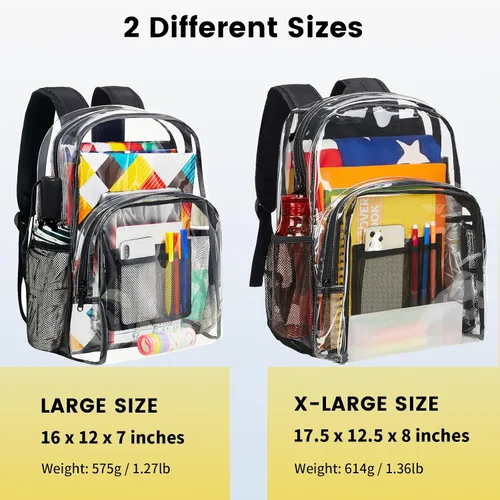 Miniatura 2 de Vorspack Mochila transparente resistente - Mochila transparente de PVC grande para libros para trabajo universitario