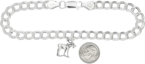 Miniatura 2 de Pulsera de plata de ley con dije de alce mediano en 4 milímetros
