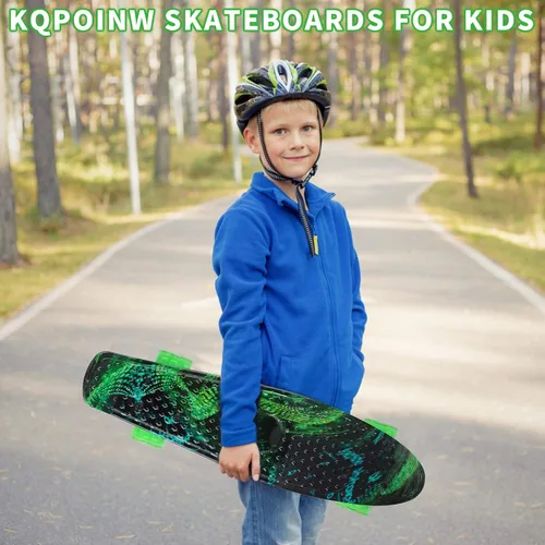 Miniatura 5 de Patinetas, Monopatín Completo de 56 cm, Mini Cruiser para Niños, Niñas, Adolescentes Principiantes con Ruedas de Luces Intermitentes Coloridas