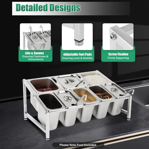 Miniatura 9 de Estante de especias expandible de 2 niveles, estante organizador de acero inoxidable con tapas de sartenes, cucharones, soporte de encimera