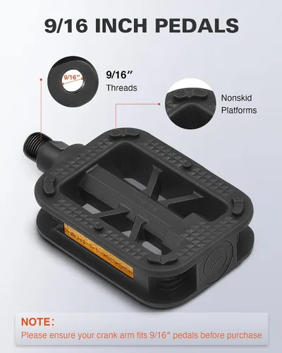 Miniatura 3 de VIRIBUS Pedales de bicicleta de 9/16 pulgadas, pedales de bicicleta profesionales con plataformas antideslizantes y reflectores, pedales BMX