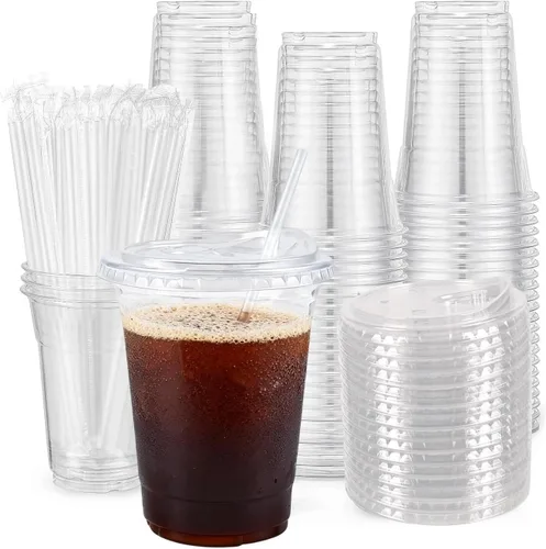 Miniatura 12 de Vasos de plástico transparente con tapas