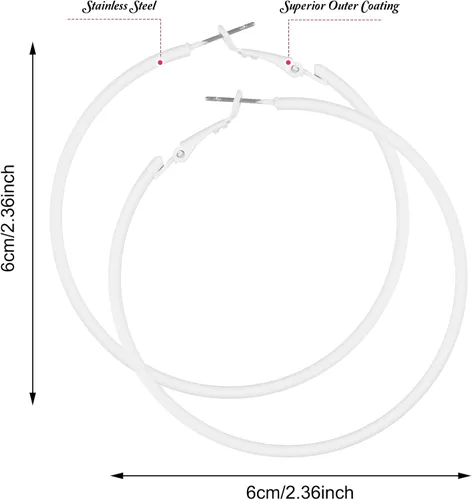 Miniatura 4 de 2Pcs Hoop Earrings for Women 70s 80s 90s Large Retro Neon Earrings 60mm Hoop Earrings Cute Beach Earrings Party Earrings Accessories for Women