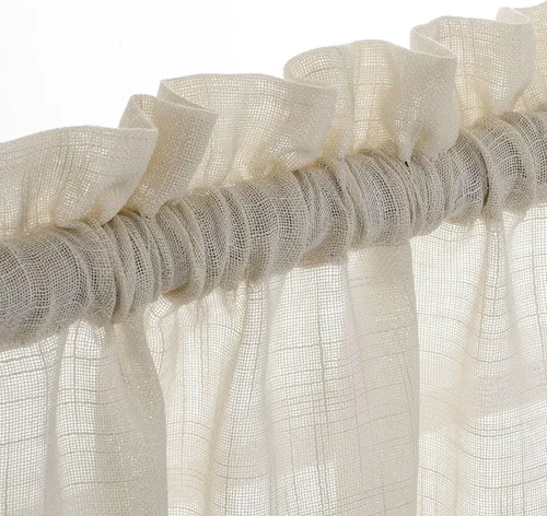 Miniatura 2 de Diamond Home Linens 2 paneles cortos con bolsillo para barra, filtrado de luz, de lino, texturizado, para ventanas pequeñas, 27 pulgadas de ancho x