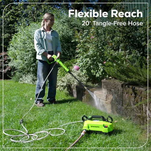 Miniatura 12 de Greenworks Lavadora a presión de 1700 PSI y 1.2 GPM, ultra compacta y ligera, ideal para limpiar patios, terrazas, aceras, muebles de exterior