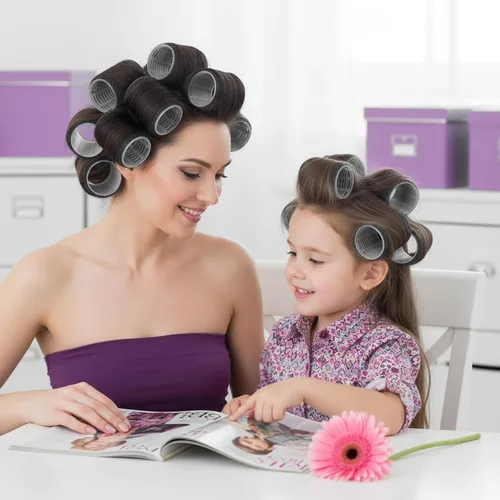 Miniatura 7 de BESSEEK - Juego de rodillos de cabello de 4 tamaños para mujeres - 50 piezas, rodillos rizadores con pinzas, rodillos de cabello de autoagarre