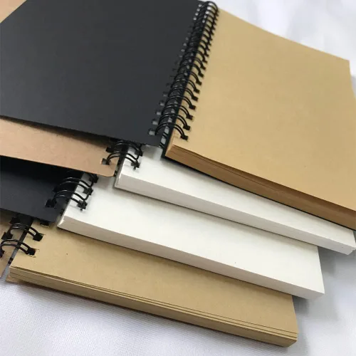 Miniatura 3 de ZAYOIZY Cuaderno de bocetos en espiral sin forro, de papel de estraza para dibujar a lápiz, garabatos, bocetos, cubierta negra, página