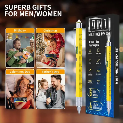 Miniatura 6 de Regalos de bolígrafos para hombres y mujeres, Huhoo gadgets geniales herramientas bolígrafo multi tecnología para hombres, regalos personalizados
