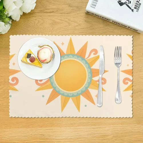 Miniatura 3 de Rectangular Placemats Set of 4, Heat Resistant Abstract Flowers Printed Kitchen Dining Table Mats