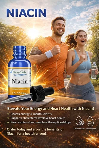 Miniatura 6 de HoneyCombs Vitamina B3 Niacina Líquida 500% DV Niacinamida B3 Suplemento Sublingual Complejo B Vitamina - Hecho en Estados Unidos - Niacina Vitamina