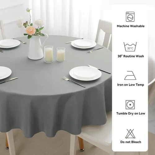 Miniatura 7 de Romanstile Mantel redondo impermeable, resistente a las manchas y sin arrugas, para cocina, comedor, fiesta, boda
