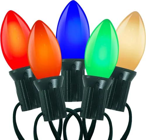 Miniatura 18 de C7 Luces de Navidad para Exteriores 25 Pies Luces de Cadena LED de Navidad con 27 Bombillas LED Multicolor (2 de Repuesto), Luces de Cadena