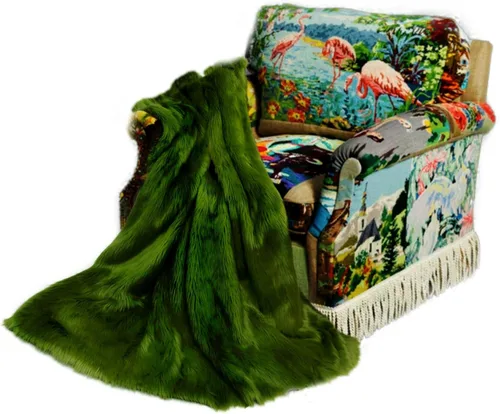 Miniatura 61 de Manta de felpa de piel sintética, manta de piel moderna, manta pequeña para bebé, pelo largo, color negro, peludo - Fur Accents (2 x 3 pies, negro)