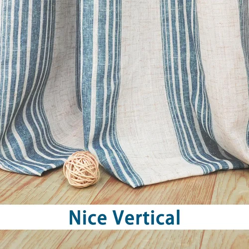 Miniatura 8 de DriftAway Chris Linen - Cortinas opacas con capa térmica y reductora de sonido, 63 pulgadas de largo para dormitorio, cortinas estampadas a rayas