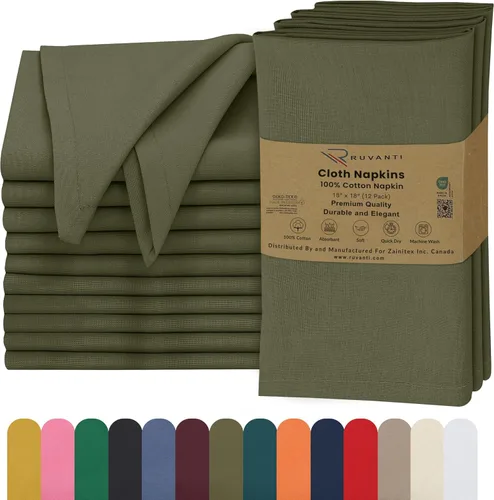 Miniatura 24 de Ruvanti - Servilletas de tela, paquete de 6, 45x45 centímetros, 100% algodón, lavables, suaves y absorbentes, perfectas para bodas, cenas de Belleza