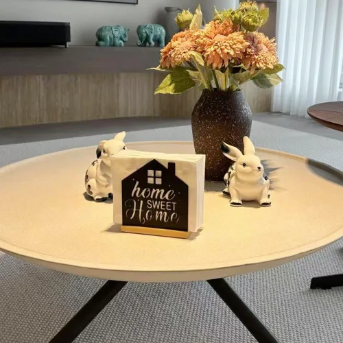 Miniatura 4 de Servilleteros para mesa, cafetería, todo el comedor, dispensador de servilletas de pie de hierro de bambú para cocina, al aire libre, granja, negro
