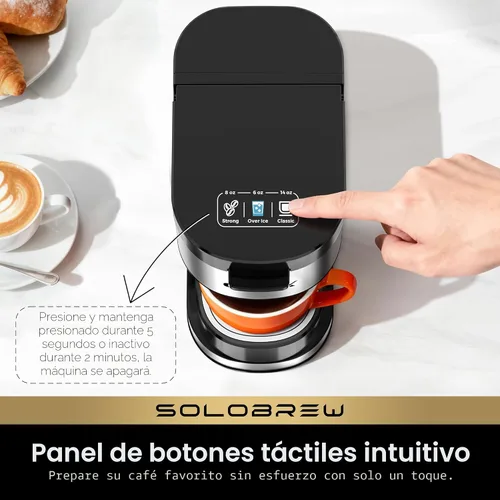 Miniatura 8 de CHULUX SoloBrew Cafetera de una sola porción, para taza K y molida, 3 tamaños de preparación con botón fuerte y función de hielo, depósito extraíble