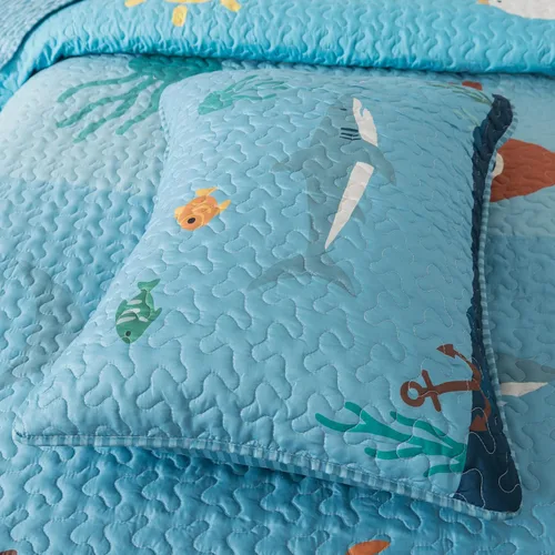 Miniatura 2 de Soul & Lane Juego de Edredón Oceánico – Queen y 2 Fundas, Ropa de Cama Acolchada Ligera del Mar para Niños, Edredón Náutico Costero con Diseño