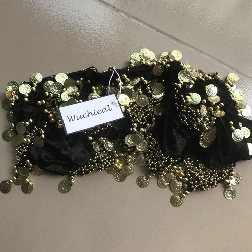 Miniatura 5 de Wuchieal Bufanda de cadera para mujer con monedas de oro, falda envolvente ruidosa