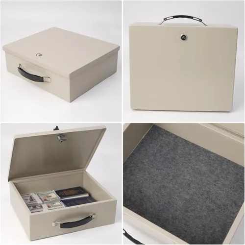 Miniatura 8 de Caja de documentos ignífuga con cerradura de llave y bolsa de dinero ignífuga, caja de almacenamiento segura para objetos de valor, cerradura