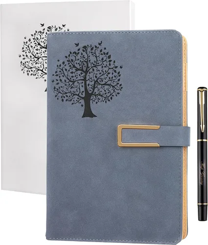 Fanery sue Tree of Life - Diario de escritura recargable para mujeres y hombres, cuaderno de tapa dura de piel sintética, A5, rayado universitario,