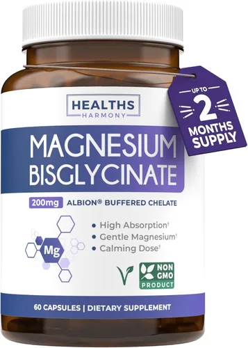 Cápsulas de bisglicinato de magnesio de alta absorción, suplemento de magnesio tamponado y quelado clínicamente validado, 1 cápsula vegana diaria