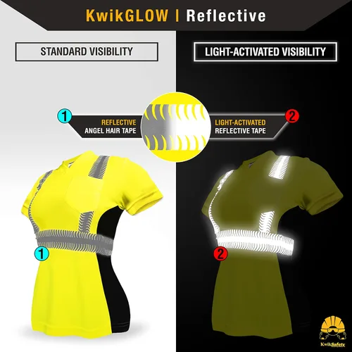 Miniatura 4 de KwikSafety - Charlotte, NC - Vixen Hi Vis Short Sleeve Safety Shirt for Women [Angel Hair Reflective Tape] Amarillo