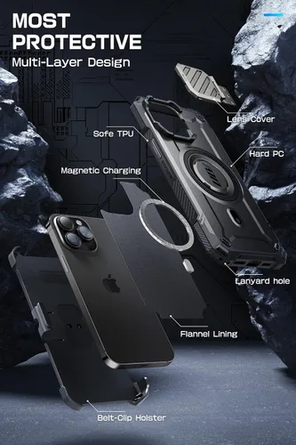 Miniatura 8 de SUPCASE Funda para iPhone 14 Pro Max con Cubierta de Cámara y Soporte (UB Mag XT), [Compatible con MagSafe] [Clip de Cinturón Integrado] Funda