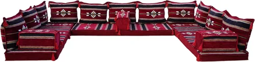 Miniatura 33 de Sofá de piso modular hecho a mano arabicsofa – Asiento oriental Majlis con cojines de respaldo