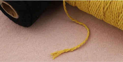 Miniatura 6 de Carrete de hilo de algodón de 656 pies de 10 capas, cuerda para manualidades y envoltura de regalos (negro + amarillo)