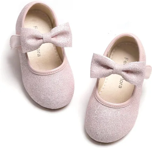 Felix & Flora Zapatos de vestir para niñas pequeñas - Zapatos planos Mary Jane para niñas de flores, zapatos de ballet para fiestas y bodas