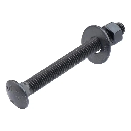 Miniatura 10 de Kit de pernos de carro negros de 1/2 pulgada x 3 pulgadas incluye 12 pernos, 12 arandelas y 12 tuercas, recubierto con cerámica negra Ruspert