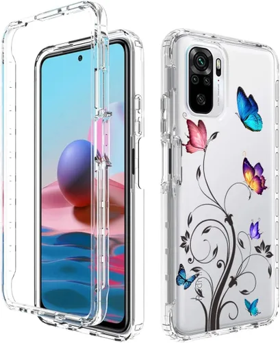 Miniatura 6 de Funda para Redmi Note 10 (4G)/Redmi Note 10S con protector de pantalla de vidrio templado, carcasa rígida de diseño floral de cuerpo completo +
