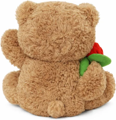 Miniatura 4 de Juguete de peluche de oso de peluche, oso de rosa y corazón, juguete de peluche romántico, perfecto para cumpleaños de niños y niñas (marrón)