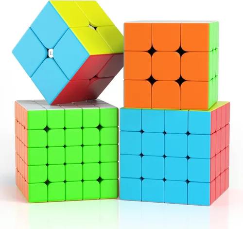 Vdealen - Juego de cubos de velocidad, 2 x 2, 3 x 3, 4 x 4, 5 x 5 pulgadas, paquete de cubos de velocidad sin calcomanías, paquete de cubos mágicos