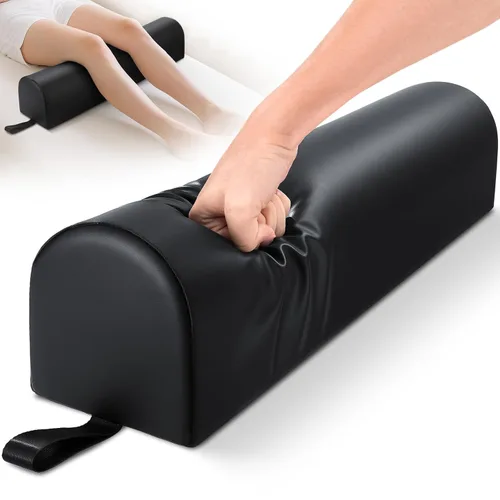 Miniatura 12 de Noverlife 3/4 Round Knee Bolster for Massage Table, 26x6x6 in Massage Pillow for Legs w/Strap Handle, PU Leather Massage Table Leg Bolster Massage