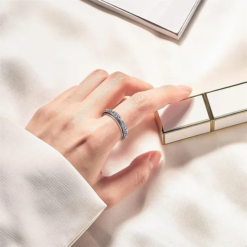 Miniatura 5 de Anillos giratorios de plata de ley S925 para ansiedad, preocupación, aliviar el aburrimiento, TDAH, autismo, banda para mujeres y adolescentes