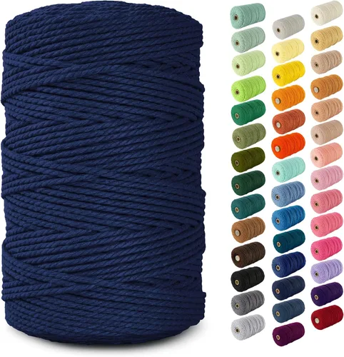 Miniatura 165 de Nook Theory - Cuerda de macramé de 3 mm, 220 yardas de cuerda de algodón, hilo de 4 mm y 5 mm, cuerda para manualidades, perfecta para colgantes
