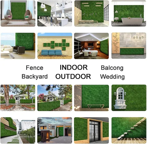 Miniatura 5 de Sunnyglade 12 piezas de paneles de madera artificiales de 10 x 10 pulgadas, planta de seto tipo arbusto, pantalla de privacidad con protección
