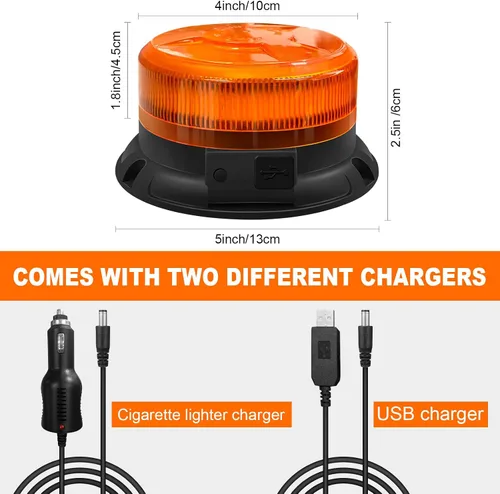 Miniatura 8 de AnTom Luces estroboscópicas inalámbricas con control remoto, baliza impermeable recargable alimentada por batería LED con base magnética fuerte
