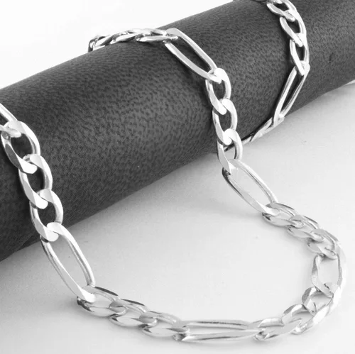 Miniatura 2 de PORI JEWELERS 10K White Gold 2MM,2.3MM, 5.5MM Figaro 3+1 Link Chain Necklace - Size 14"-30