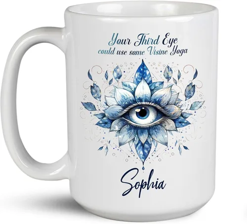 Miniatura 20 de Taza de café personalizada con nombre para yoga, taza de té de yoga con divertido diseño de perezoso, taza de inspiración para yoga y amantes