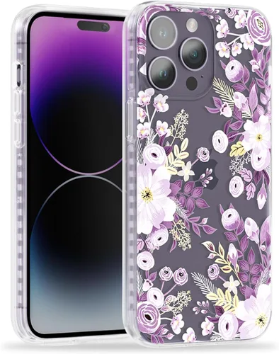 Miniatura 55 de SCORPIFY Funda para iPhone 15 Pro Max con diseño floral de Nemophila azul, bonita funda transparente para teléfono para mujeres y niñas