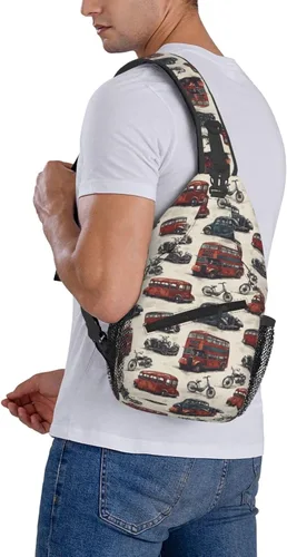 Miniatura 6 de Small Crossbody Bags for Women Men - Vintage Car Print Adjustable Shoulder Bag Fanny Packs Belt Sling Bag Crossbody Purses Backpack for Travel
