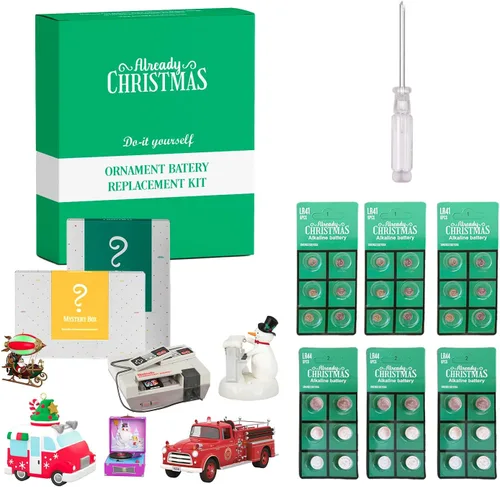 Kit de repuesto de destornillador y baterías de bricolaje con (18 LR41, 18 LR44) compatible con adorno mágico de recuerdo Hallmark + adornos de