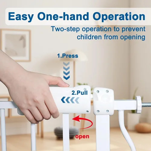 Miniatura 3 de ALLAIBB - Puerta de seguridad extra ancha con montaje a presión para niños, con pasillo para niños pequeños, niños, mascotas y perros, tensión Blanco