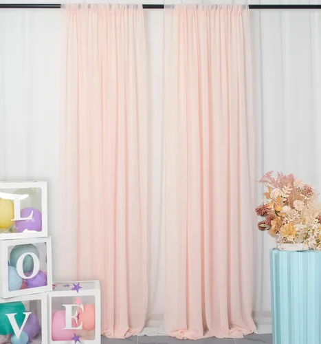 Miniatura 45 de DUOBAO Cortina de gasa rosa, 2 paneles de 29 x 96 pulgadas, cortinas de telón de fondo de boda, cortinas de playa transparentes para sala de estar