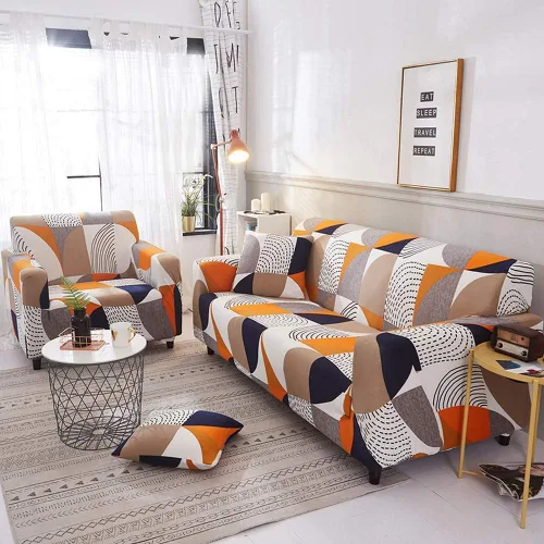 Miniatura 6 de Shukii Funda elástica para sofás, fundas de sofá ajustadas para sillón, protector de muebles de tela estampada con 1 funda de almohada