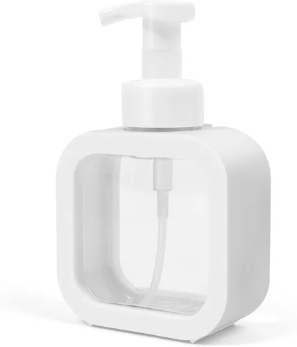 Dispensador de jabón espumoso, 10.1 fl oz (10 onzas), dispensador de jabón de manos de espuma recargable de plástico con 8 etiquetas impermeables,